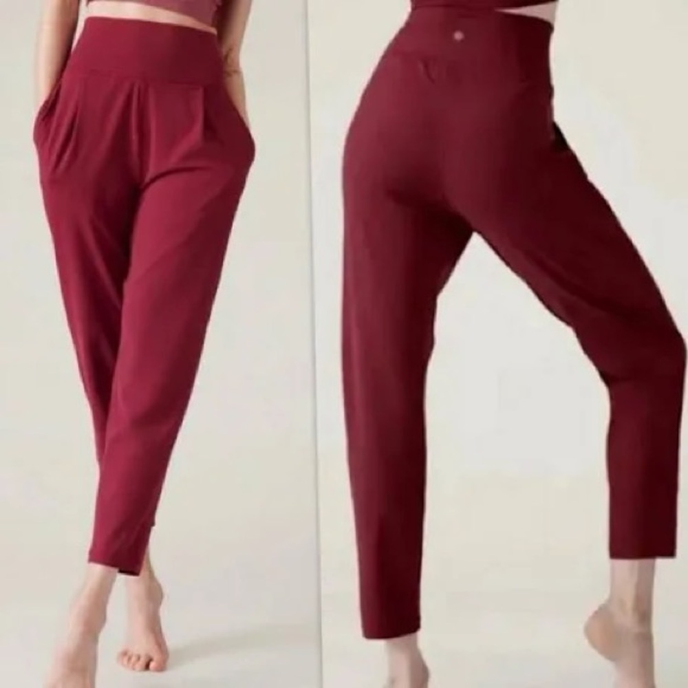 Athleta Elation Burgundy Women's Pants high rice, elation waist, soft, casulal S